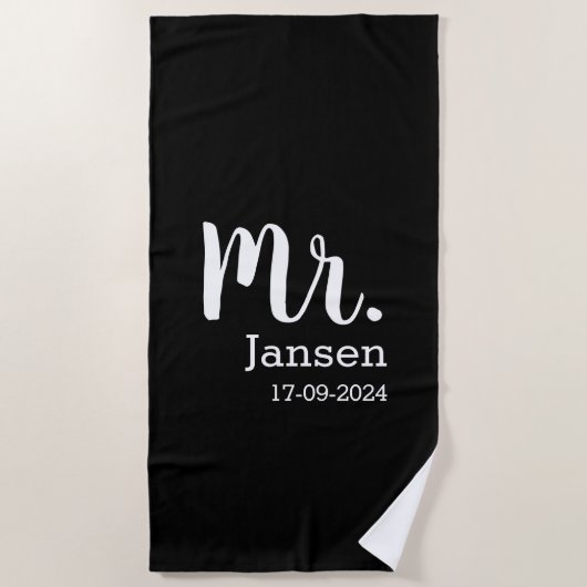 Blijvend huwelijkscadeau mannen  strandlaken (Voorkant)