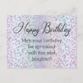 blijvend verjaardagscalligrafie leopard paars briefkaart (Voorkant)