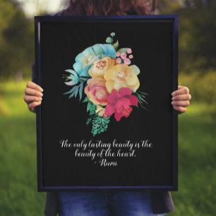 Blijvende Beauty Bouquet Rumi Quote Poster