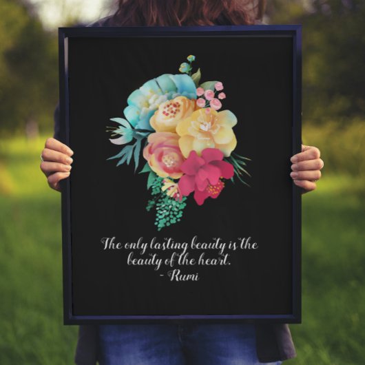Blijvende Beauty Bouquet Rumi Quote Poster