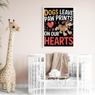 Blijvende pootafdrukken in harten poster