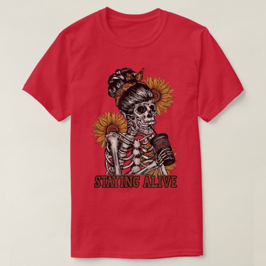 Blijvende Skeleton Drink T-shirt Skeletrant Zonneb (Design voorkant)
