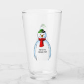 Blijwe Sneeuwman op een Kerst Glas (Achterkant)