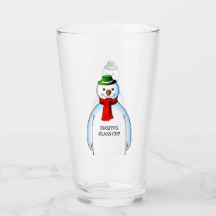 Blijwe Sneeuwman op een Kerst Glas