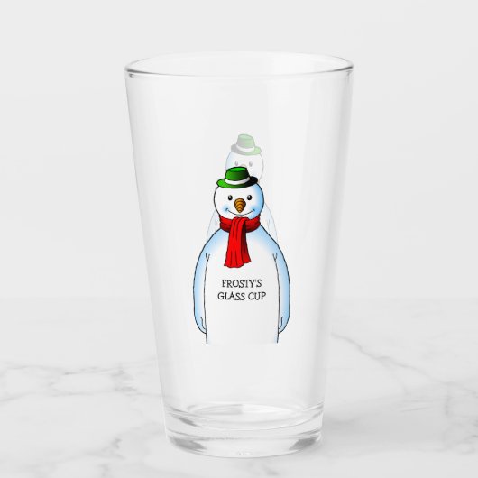 Blijwe Sneeuwman op een Kerst Glas (Voorkant)