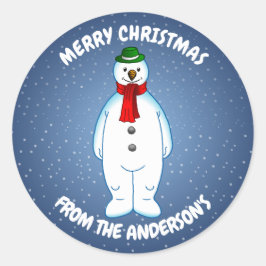 Blijwe Sneeuwman Ronde Sticker