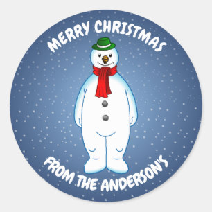Blijwe Sneeuwman Ronde Sticker