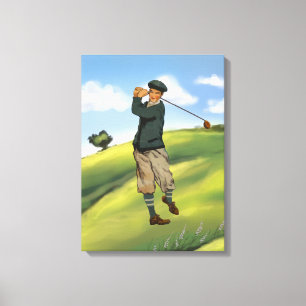  blik Golfer afgewikkeld doek van doek Canvas Afdruk