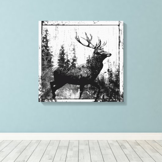 blik in zwart-wit, donkerder dier canvas afdruk (Insitu (Houten vloer))