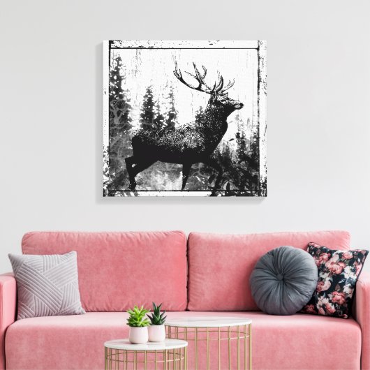 blik in zwart-wit, donkerder dier canvas afdruk (Insitu (Woonkamer))