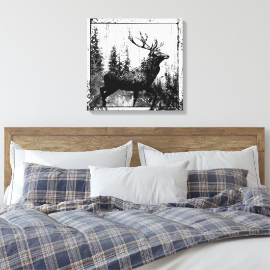 blik in zwart-wit, donkerder dier canvas afdruk (Insitu (Slaapkamer))