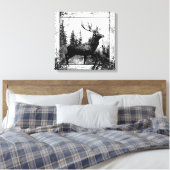 blik in zwart-wit, donkerder dier canvas afdruk (Insitu (Slaapkamer))