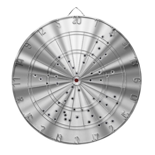 Blik metaal met kogelgaten dartbord (Voorkant)
