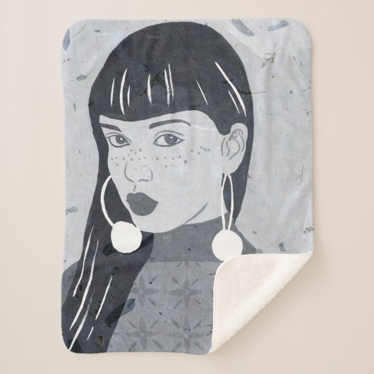 Blik nachtportret sherpa deken (Voorkant)