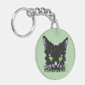 Blik van de Zwarte Kat Sleutelhanger (Voorkant Links)