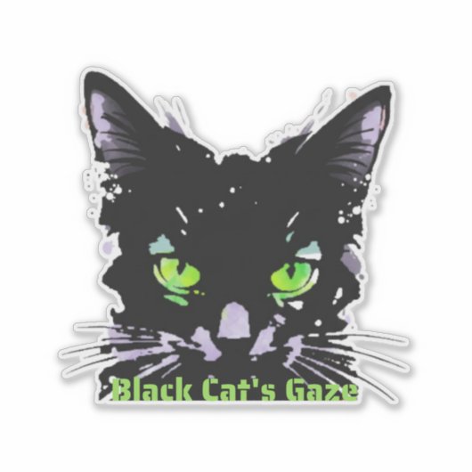 Blik van de Zwarte Kat Sticker (Voorkant)
