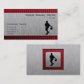 blik van geborsteld metaal, Basketball; rood Visitekaartje (Voorkant / Achterkant)