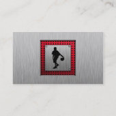 blik van geborsteld metaal, Basketball; rood Visitekaartje (Achterkant)