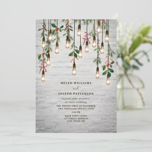 Blikbollen White Brick Winter Weduwschap Kaart (Staand voorkant)