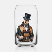 Blikglas met waterverf man print