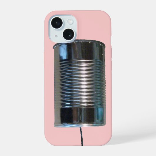 Blikje en touw telefoon iPhone 15 case (Achterkant)