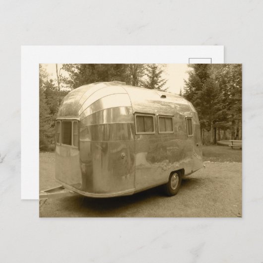  blikje kan reizen trailer aluminium als caravel feestdagenkaart (Voorkant / Achterkant)