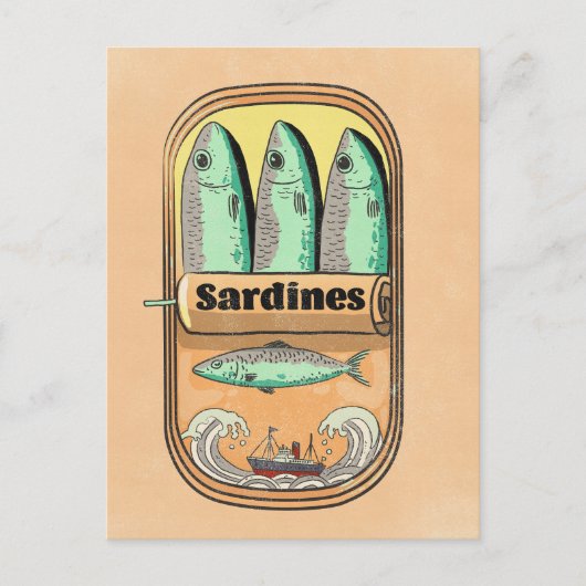 Blikje Sardines Briefkaart (Voorkant)