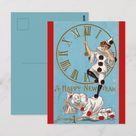  blikjes om middernacht gelukkig nieuwjaar briefkaart (Voorkant / Achterkant)