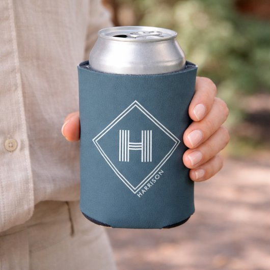 Blikkoeler | Modern Geometrisch Monogram Initiaal Blikjeskoeler