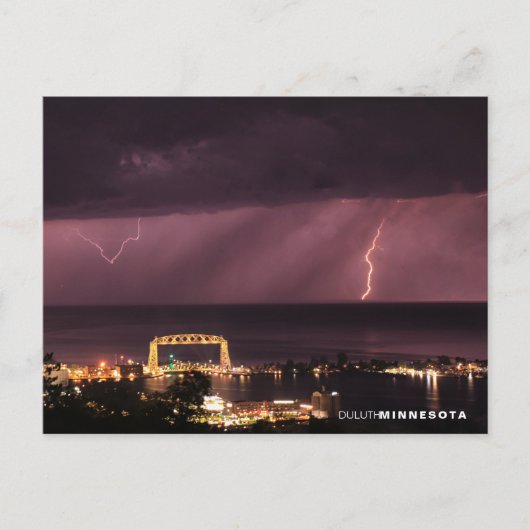 Bliksem achter de brug, Duluth Minnesota Briefkaart (Voorkant)
