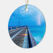 Bliksem bij de Navarre Beach Pier Keramisch Ornament (Links)