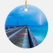 Bliksem bij de Navarre Beach Pier Keramisch Ornament (Achterkant)
