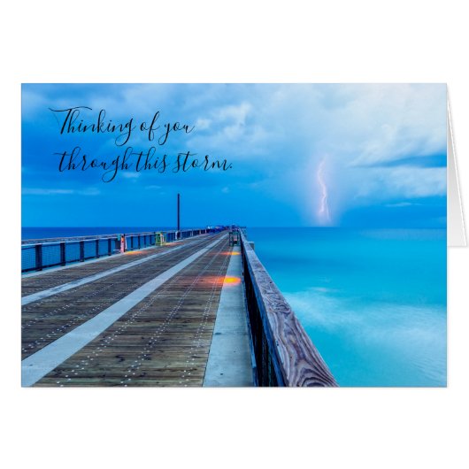 Bliksem bij Navarre Beach Pier Denken Aan Jou Kaar (Voorkant Horizontaal)