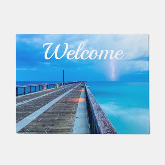 Bliksem bij Navarre Beach Pier Deurmat (Voorkant)
