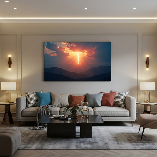 Bliksem bij schemering canvas afdruk
