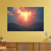 Bliksem bij schemering canvas afdruk (Insitu (Woonkamer))