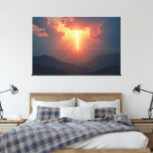 Bliksem bij schemering canvas afdruk (Insitu (Slaapkamer))