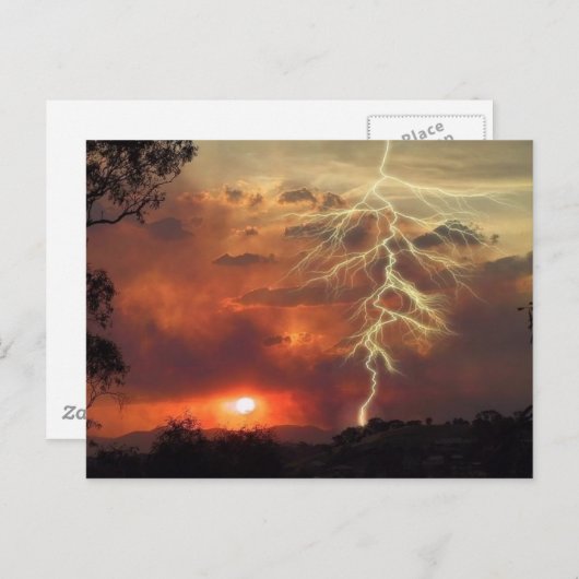 bliksem bij zonsondergang briefkaart (Voorkant / Achterkant)