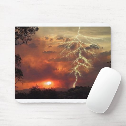 bliksem bij zonsondergang muismat (Met muis)