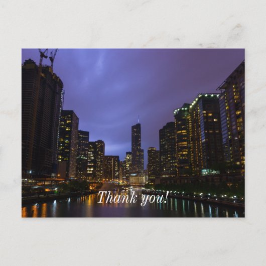 Bliksem boven Chicago River Bedankkaart Briefkaart (Voorkant)
