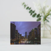 Bliksem boven Chicago River Bedankkaart Briefkaart (Staand voorkant)