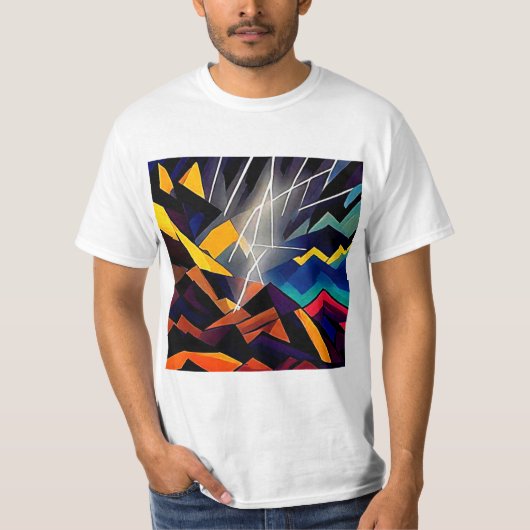 Bliksem boven Mountain Peaks 1 T-shirt (Voorkant)