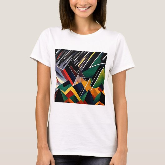 Bliksem boven Mountain Peaks T-shirt (Voorkant)