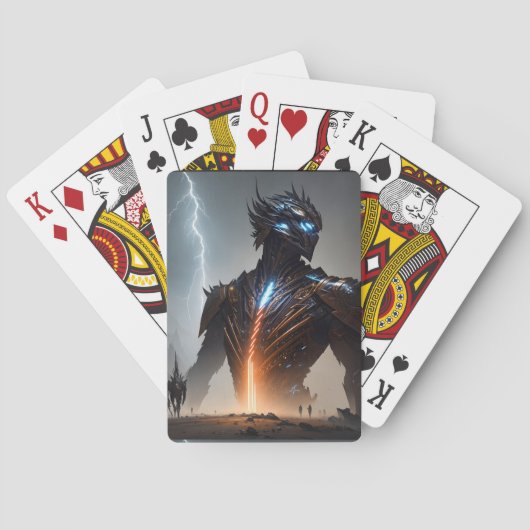 Bliksem Cyborg Krijger Pokerkaarten (Achterkant)