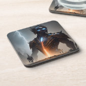 Bliksem Cyborg Warrior Bier Onderzetter (Linkerzijde)