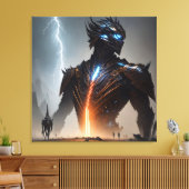 Bliksem Cyborg Warrior Canvas Afdruk (Insitu (Woonkamer))