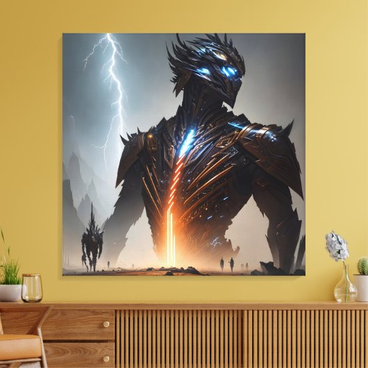 Bliksem Cyborg Warrior Canvas Afdruk (Insitu (Woonkamer))