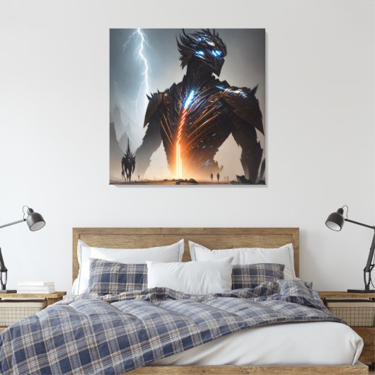 Bliksem Cyborg Warrior Canvas Afdruk (Insitu (Slaapkamer))