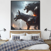 Bliksem Cyborg Wolven Canvas Afdruk (Insitu (Slaapkamer))