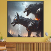 Bliksem Cyborg Wolven Canvas Afdruk (Insitu (Woonkamer))